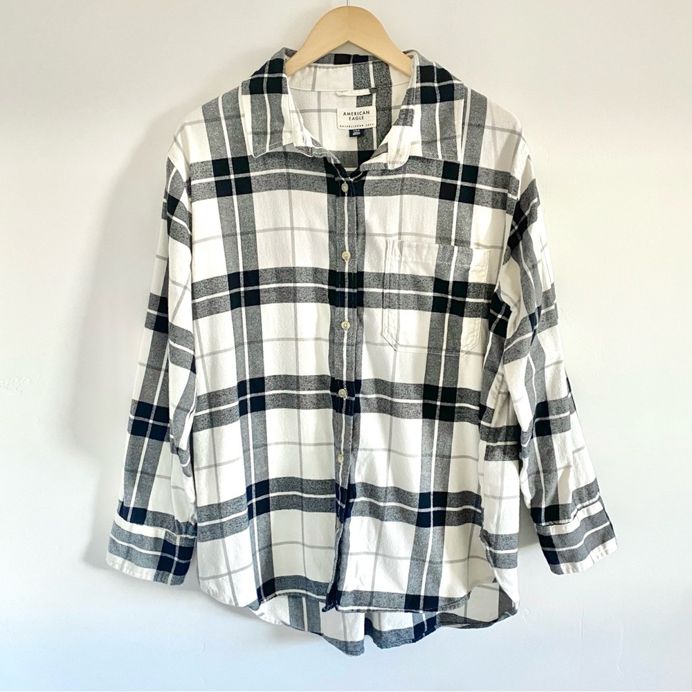 AE Oversized Plaid Button-Up Shirt